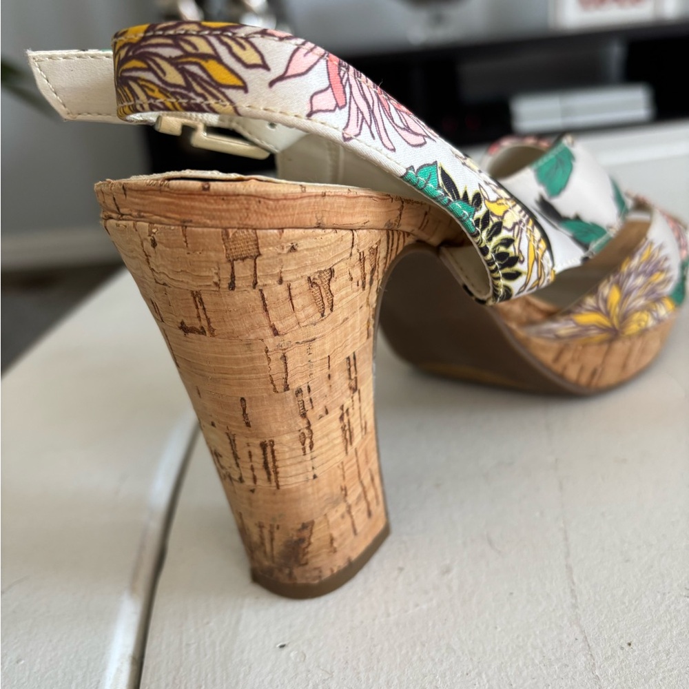 Anne Klein Multicolor Floral Cork Heels - Picture 5 of 5